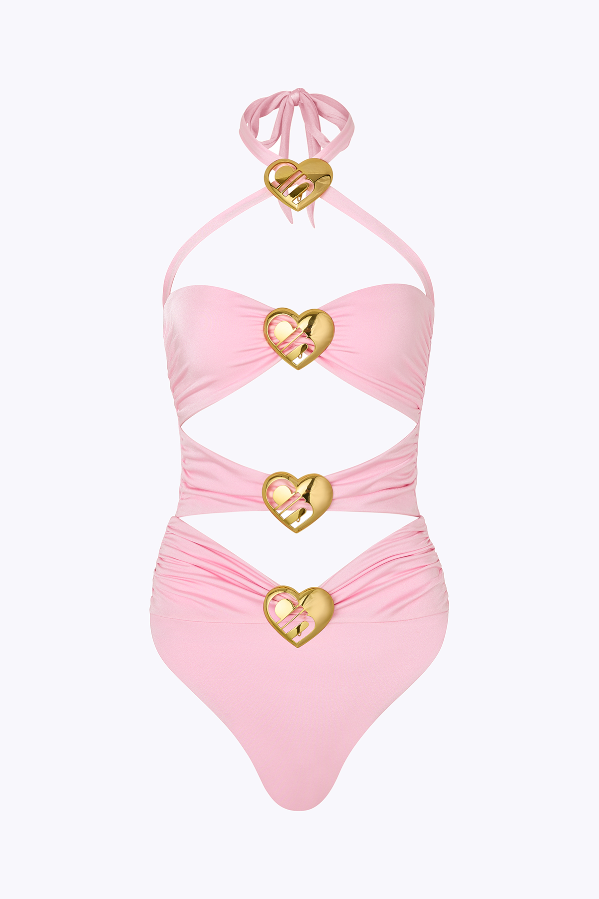 'Diamond' Heart Cut Out Swimsuit - Ballet Pink