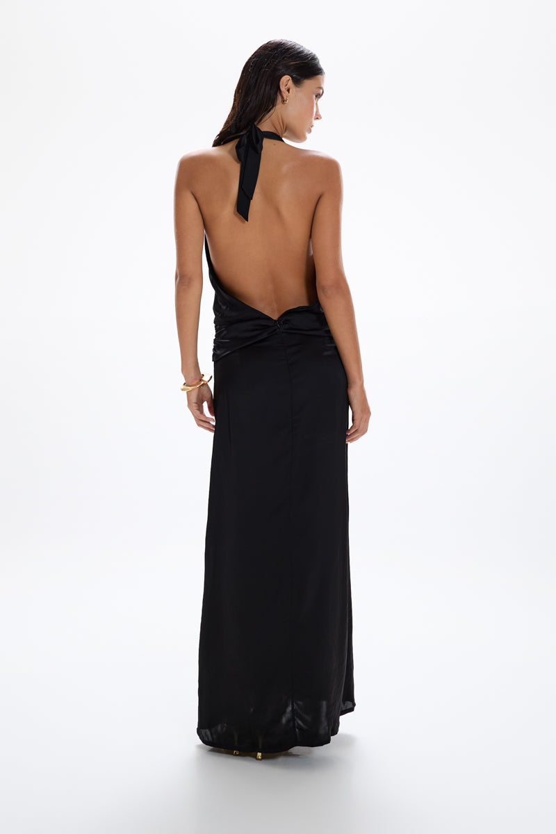 'Neptune' Halter Dress - Black