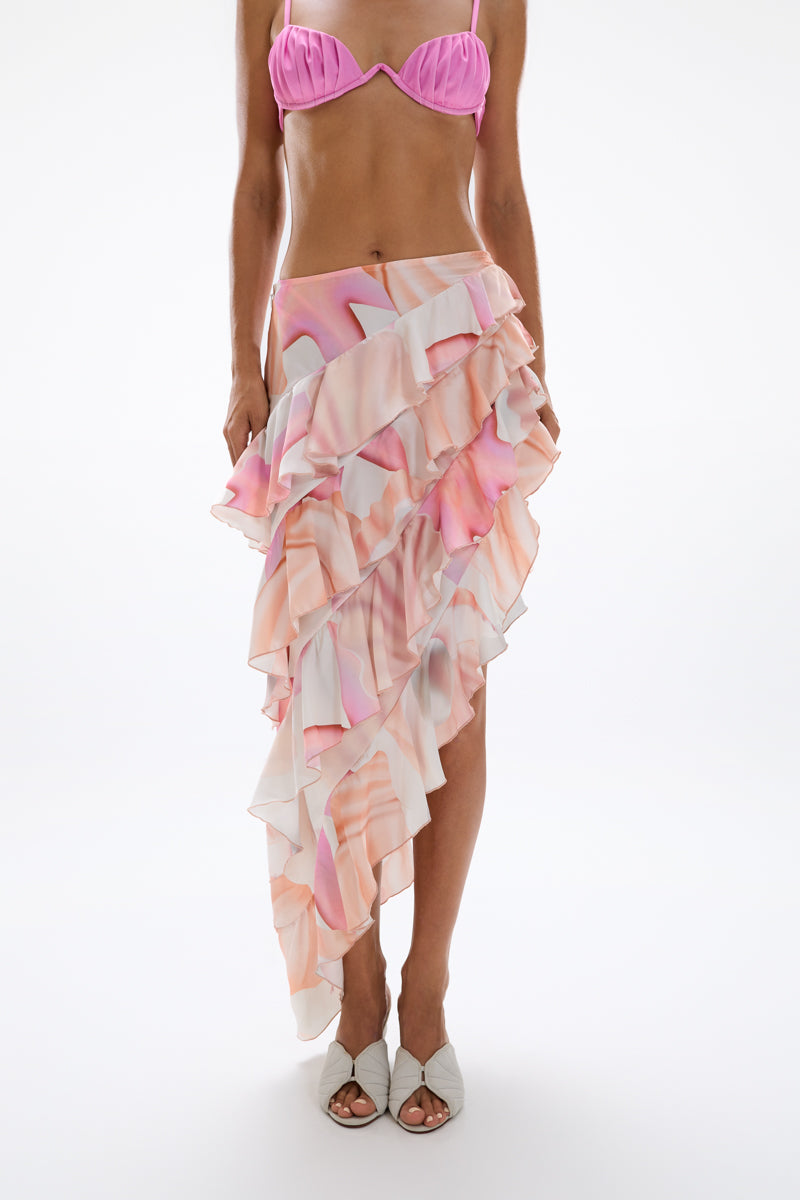 'Spiral' Ruffle Skirt - Tahiti Pink