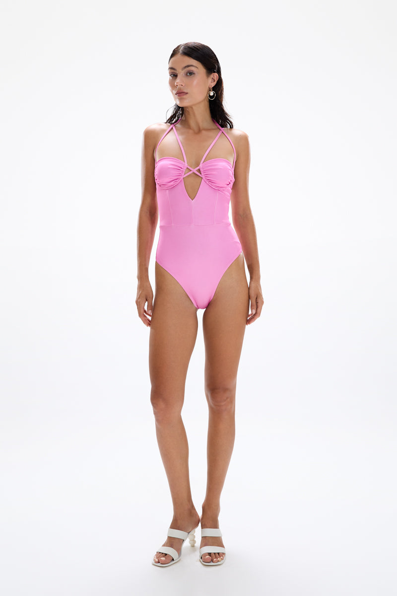 'Doll' Ruched Swimsuit - Dahlia