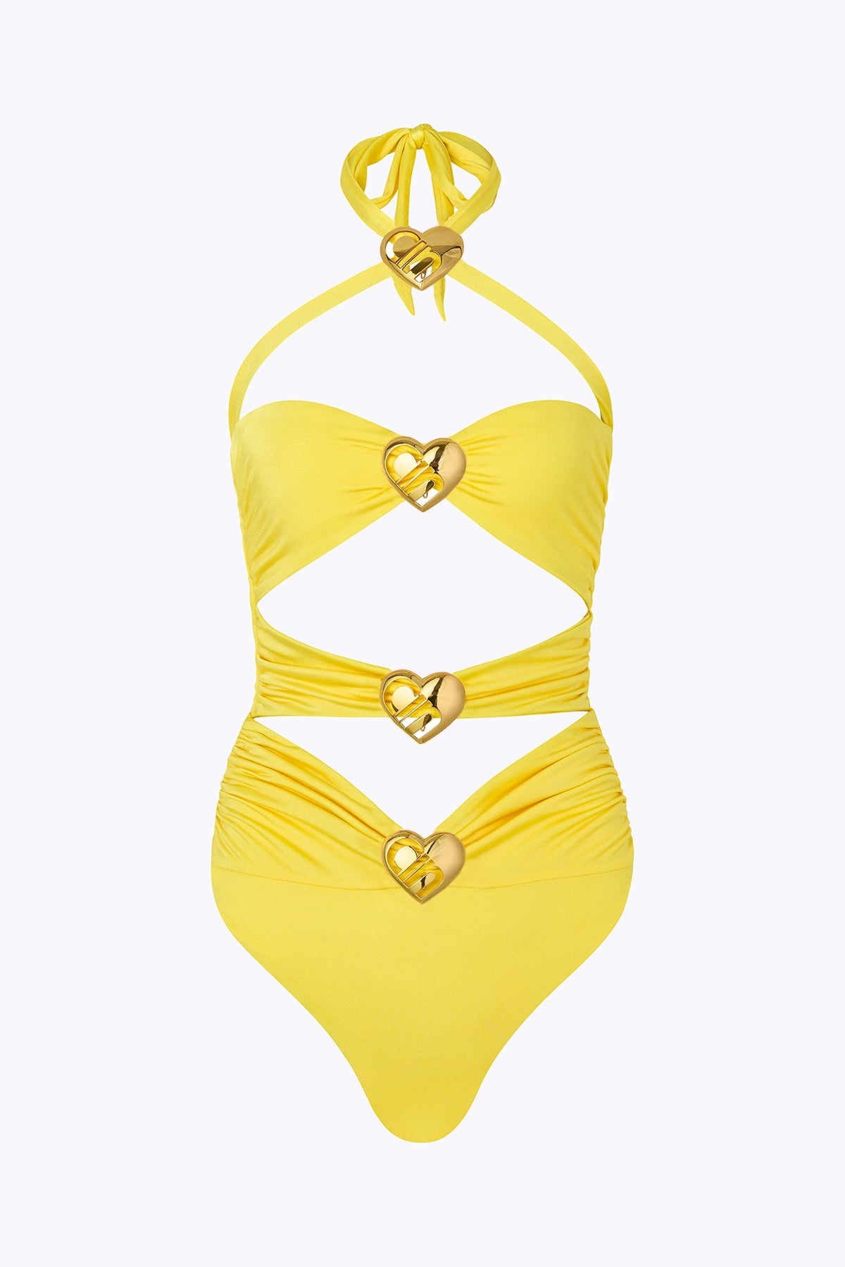 'Diamond' Heart Cut Out Swimsuit - Lemonade