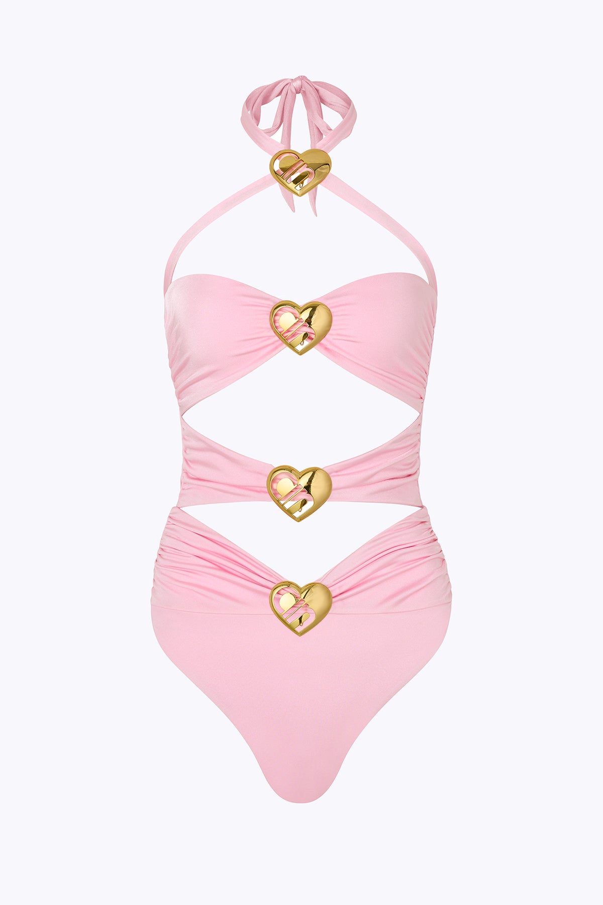 'Diamond' Heart Cut Out Swimsuit - Ballet Pink