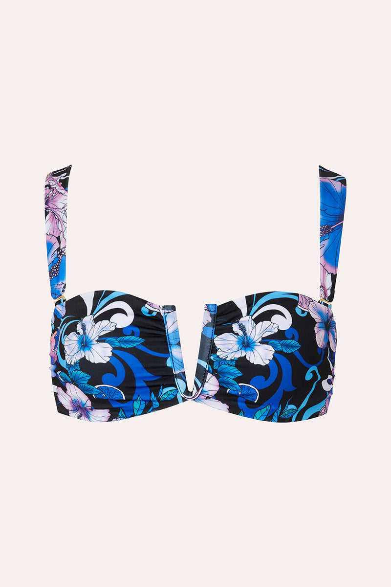'Holiday' Ruched Top - Hibiscus Blue | Cin Cin Swimwear and Resortwear
