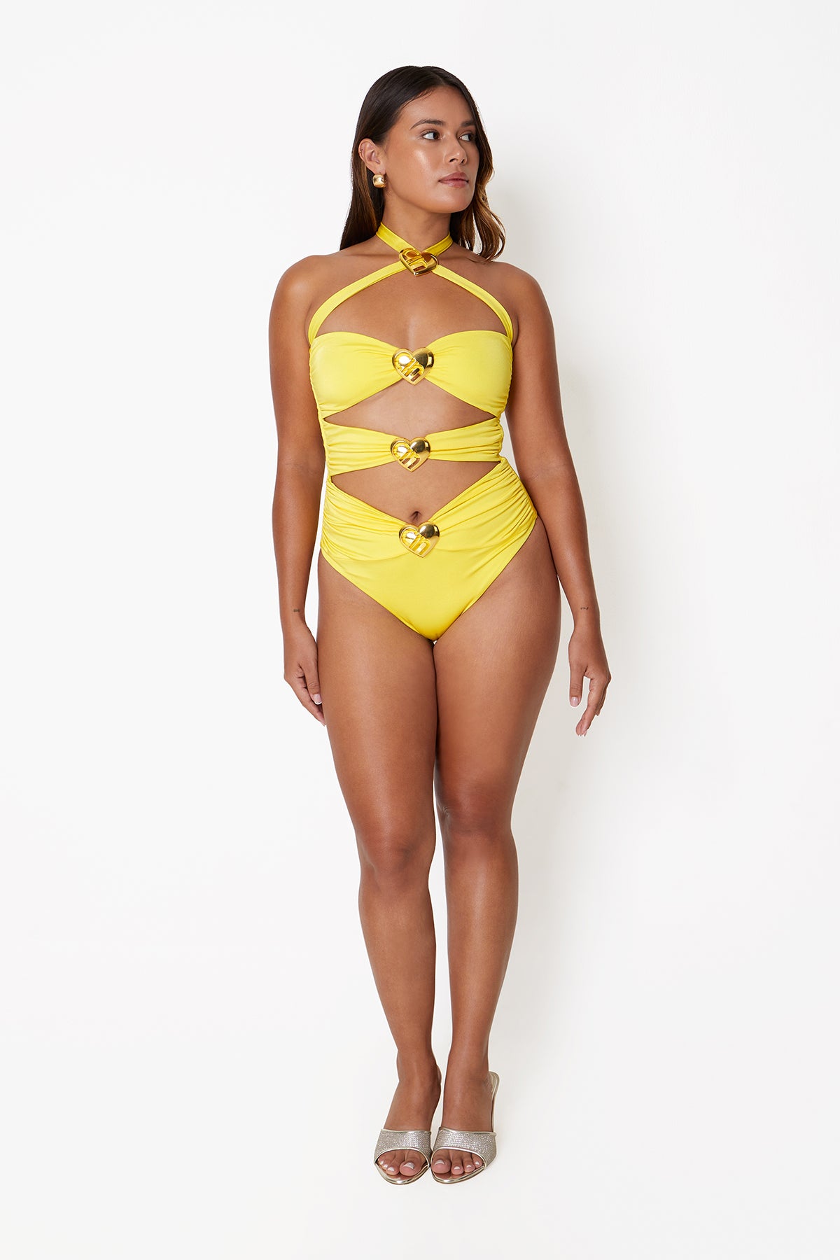 'Diamond' Heart Cut Out Swimsuit - Lemonade