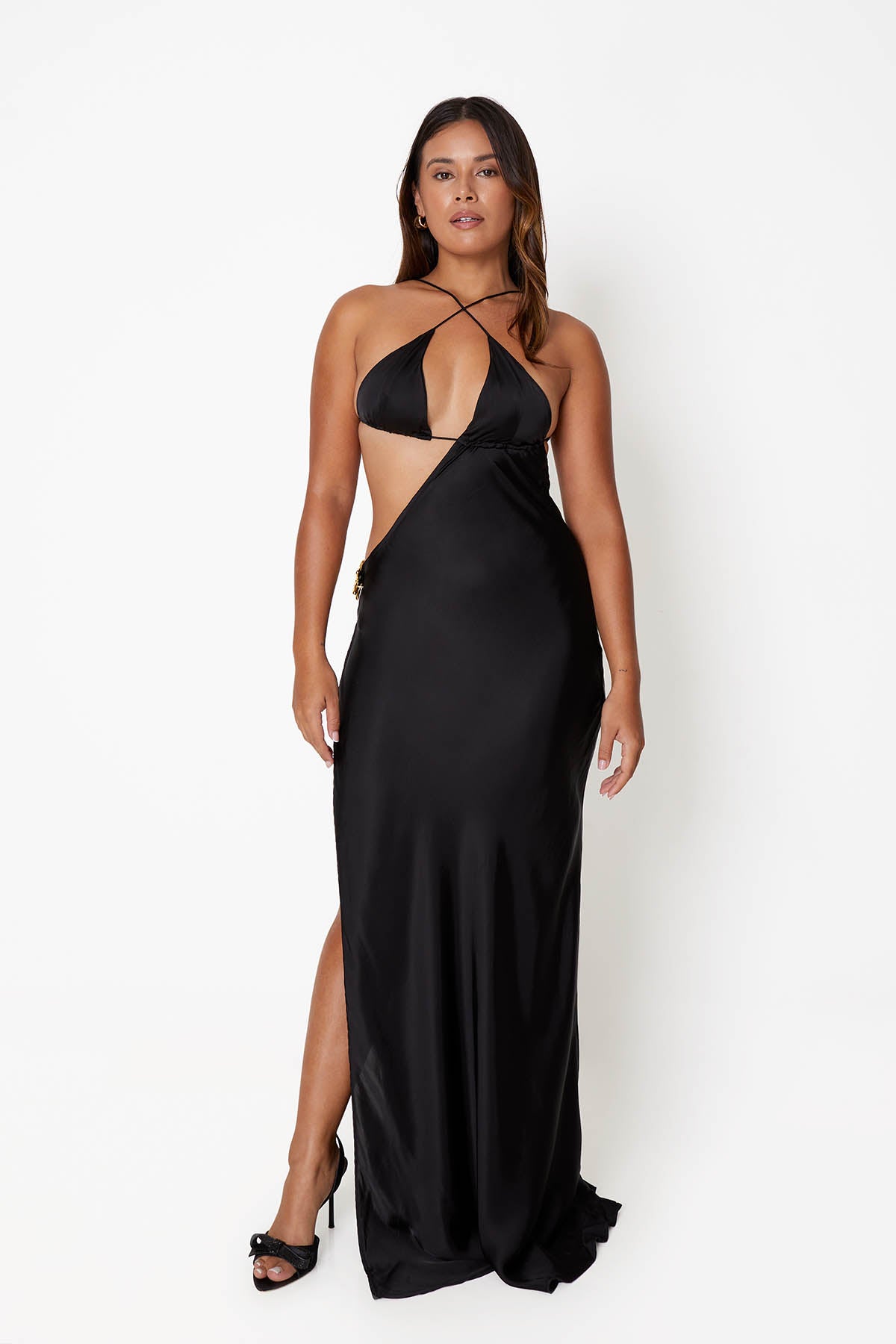 'Villa' Heart Maxi Dress - Black