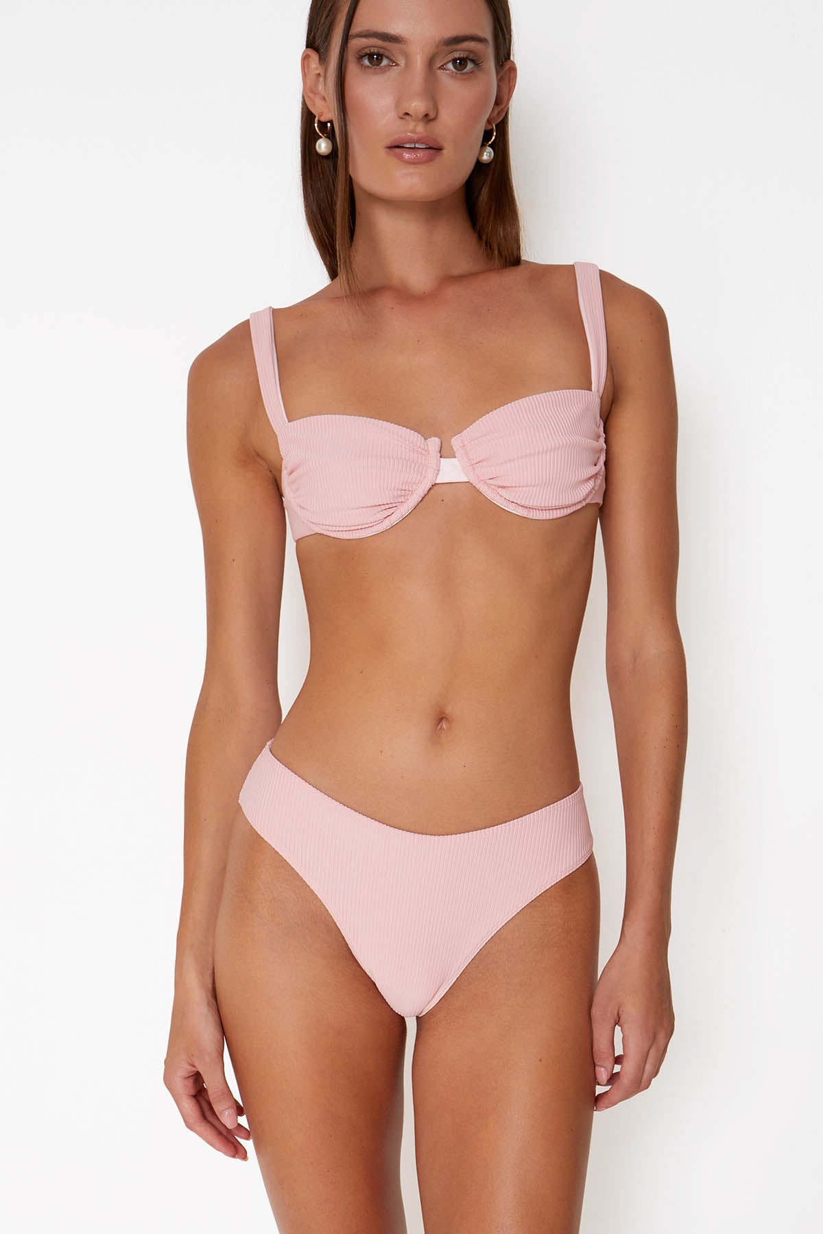 'Ariel' Ruched Bra - Pink Corduroy