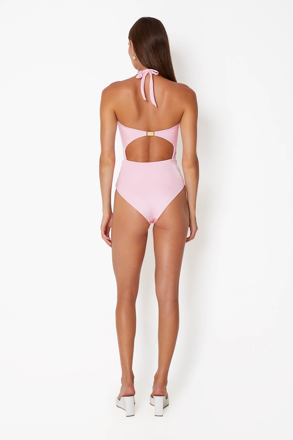 'Diamond' Heart Cut Out Swimsuit - Ballet Pink