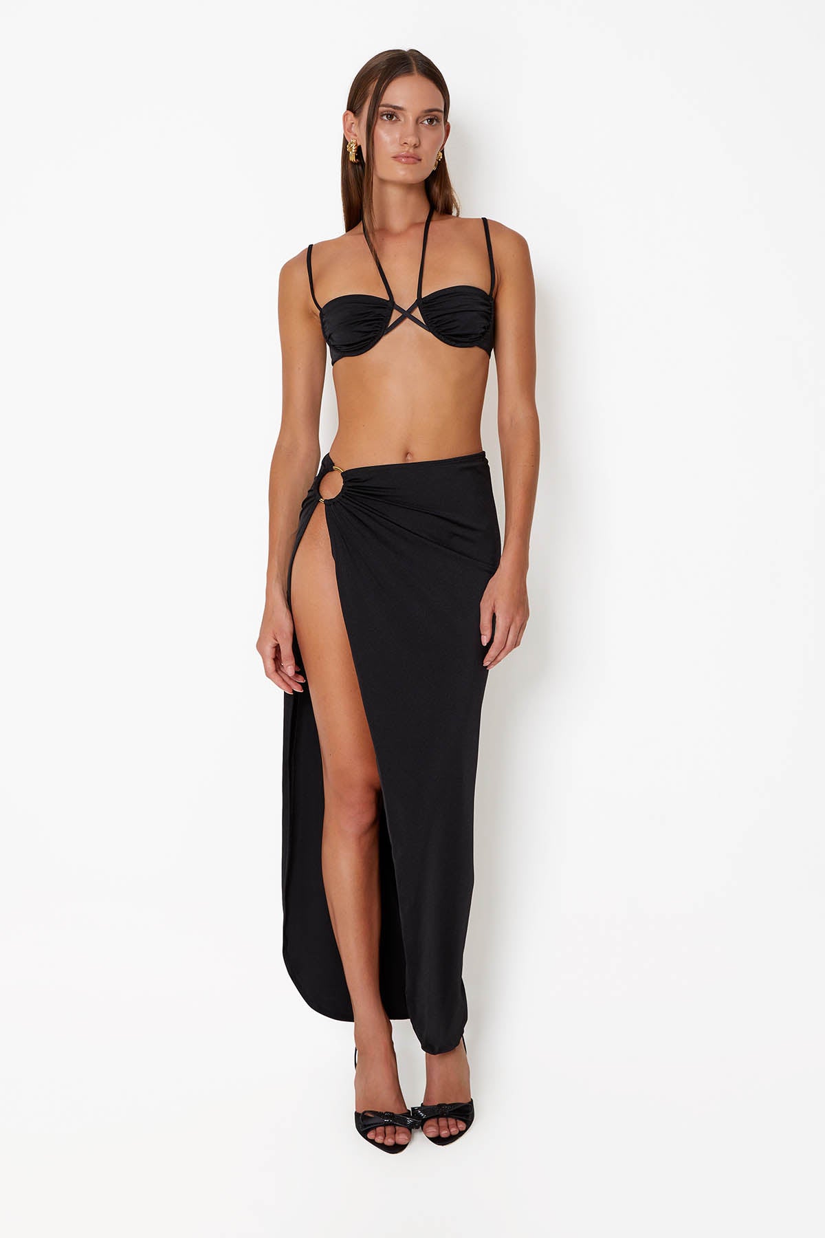 'Avant' Split Skirt - Black