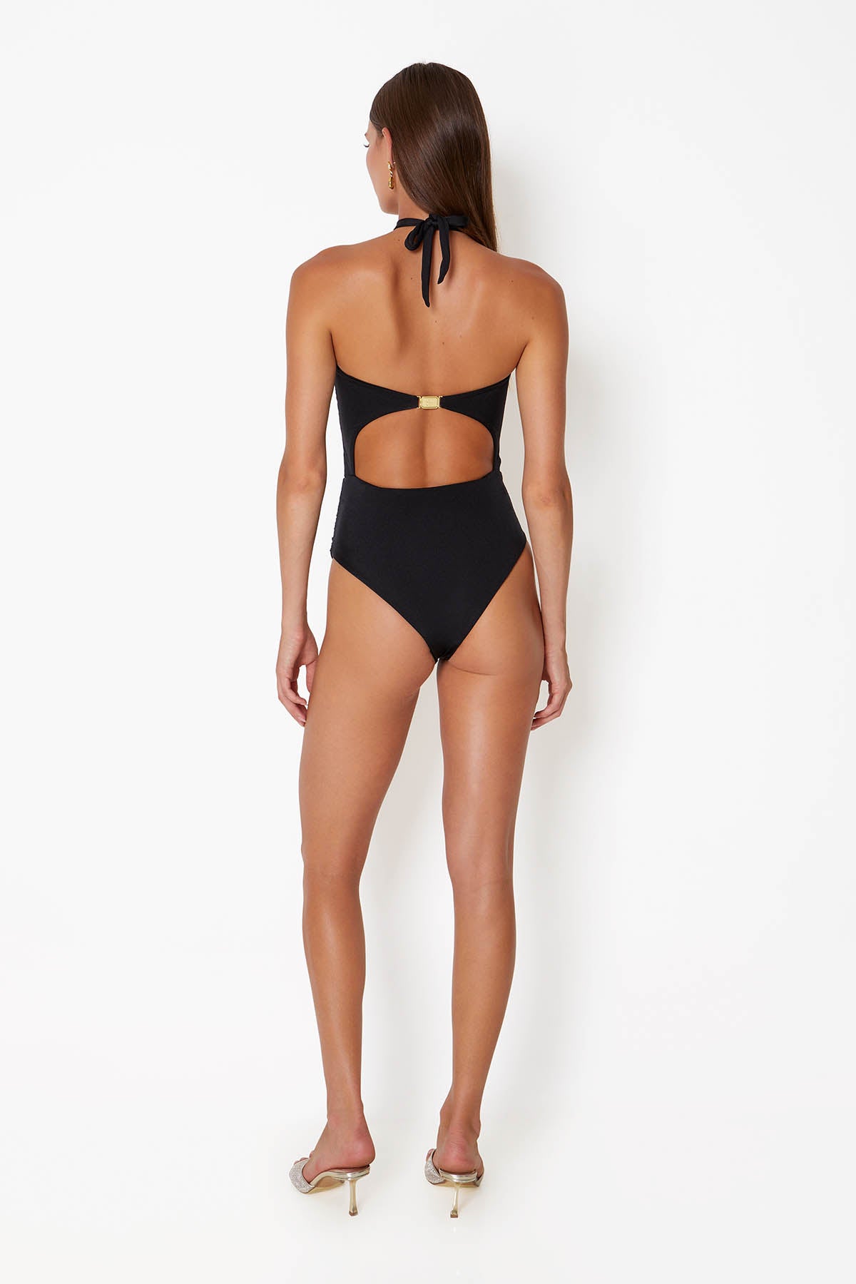 'Diamond' Heart Cut Out Swimsuit - Black