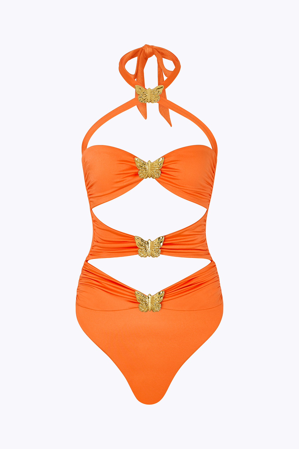 'Diamond' Butterfly Cut Out Swimsuit - Orange