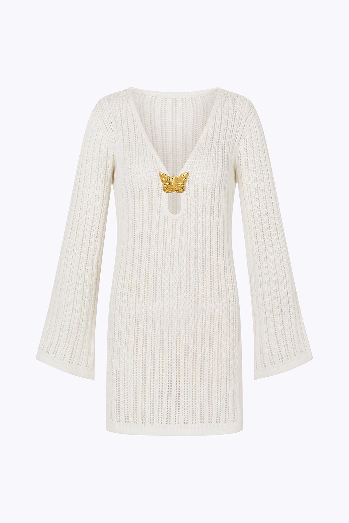 'Whisper' Knit Butterfly Dress - Pearl