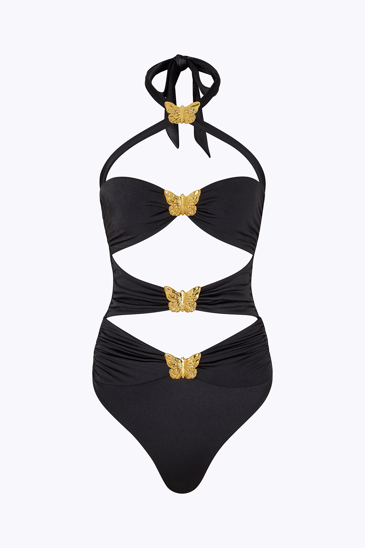 'Diamond' Butterfly Cut Out Swimsuit - Black