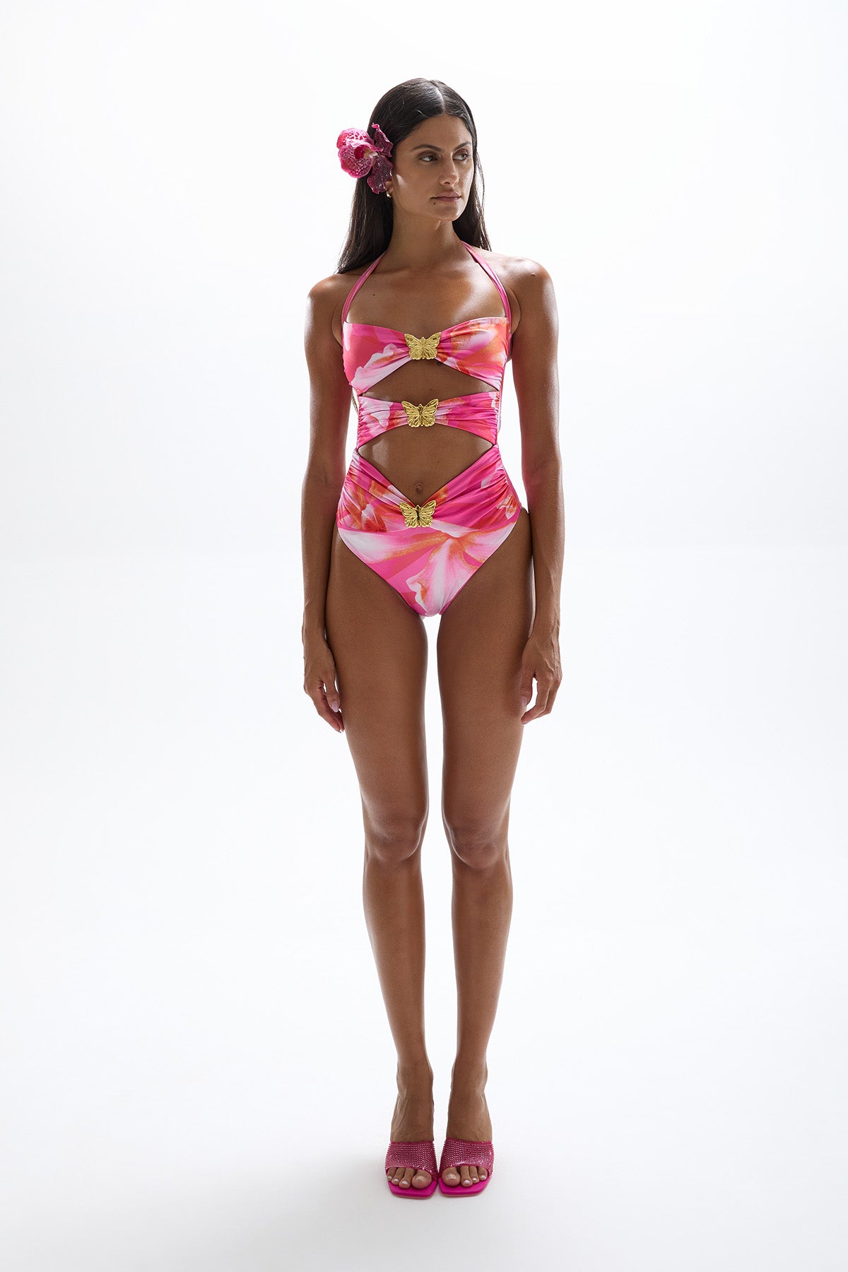 'Diamond' Butterfly Cut Out Swimsuit - Wildflower