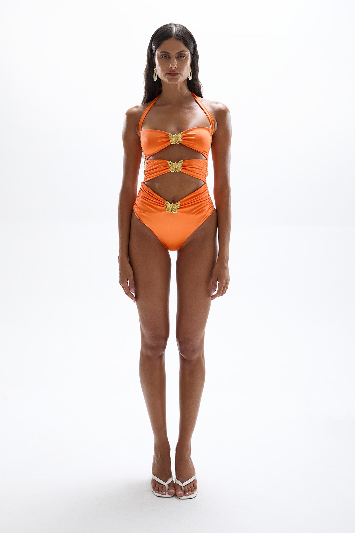 'Diamond' Butterfly Cut Out Swimsuit - Orange