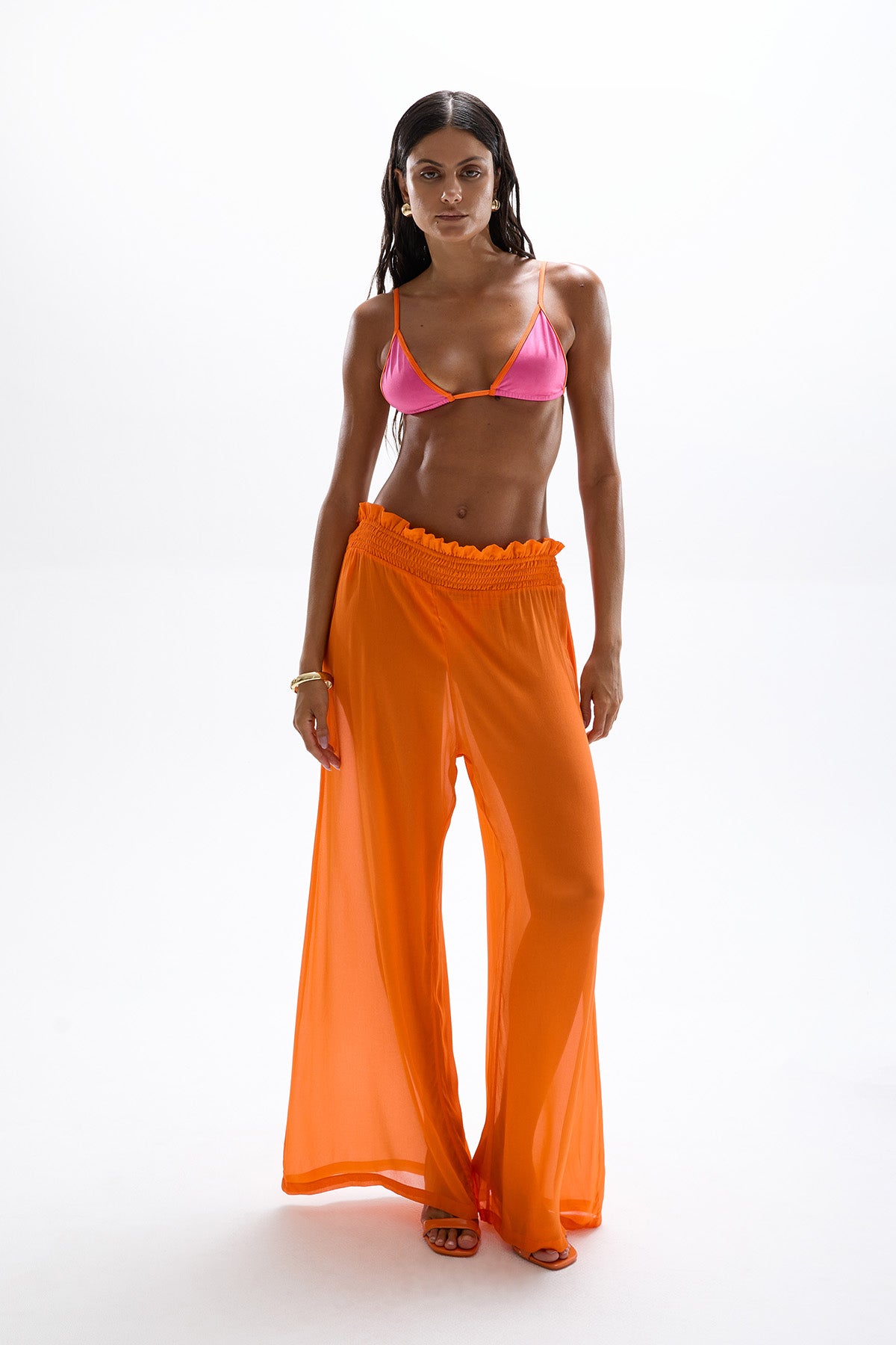 'Mission' Shirred Pants - Orange