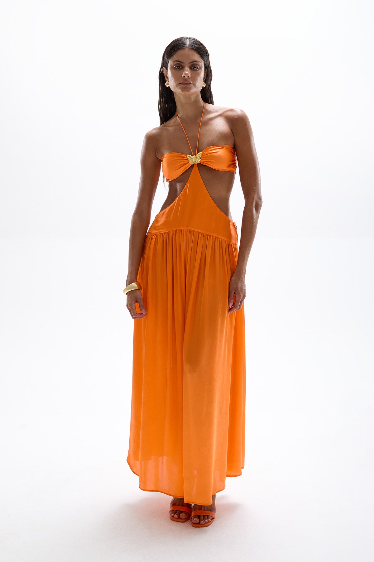 'Mila' Butterfly Maxi Dress - Orange