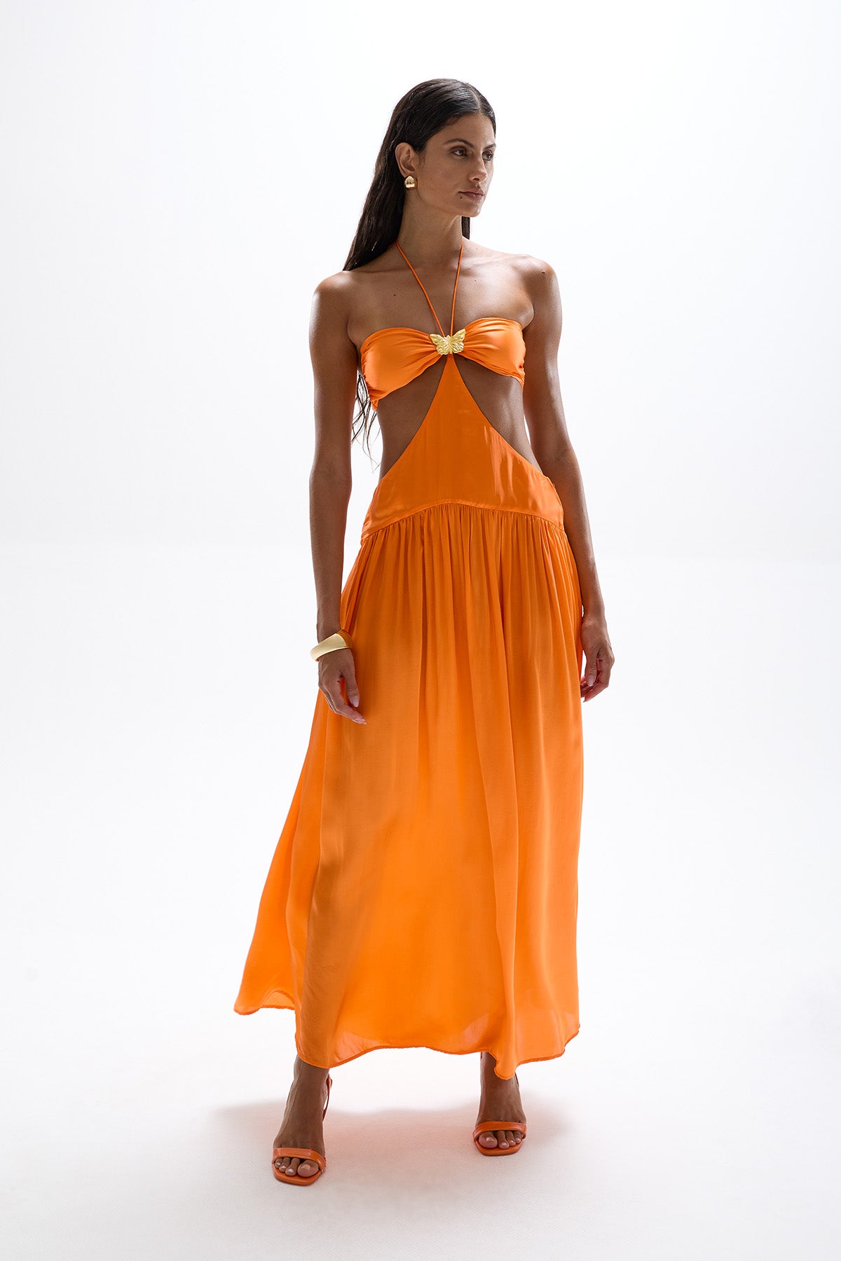 'Mila' Butterfly Maxi Dress - Orange