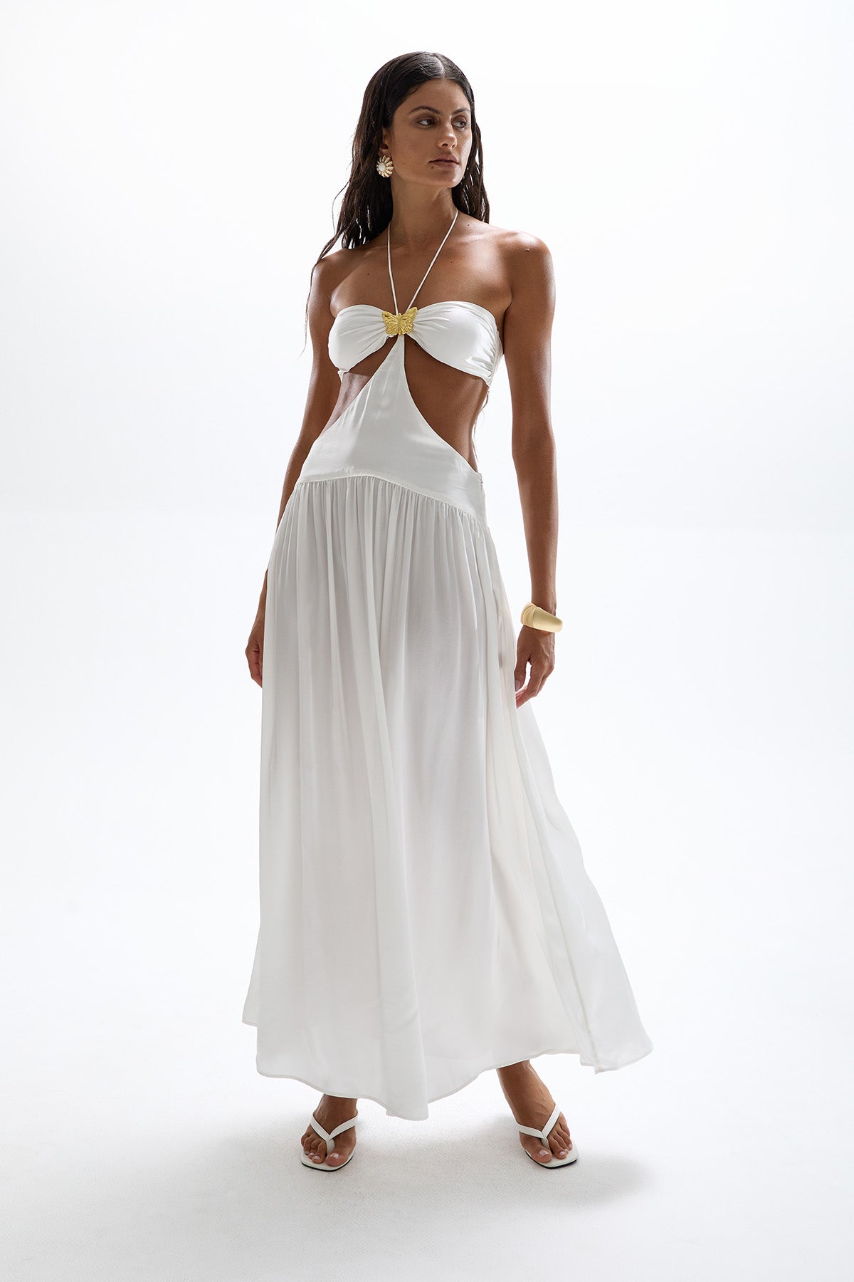 'Mila' Butterfly Maxi Dress - Pearl