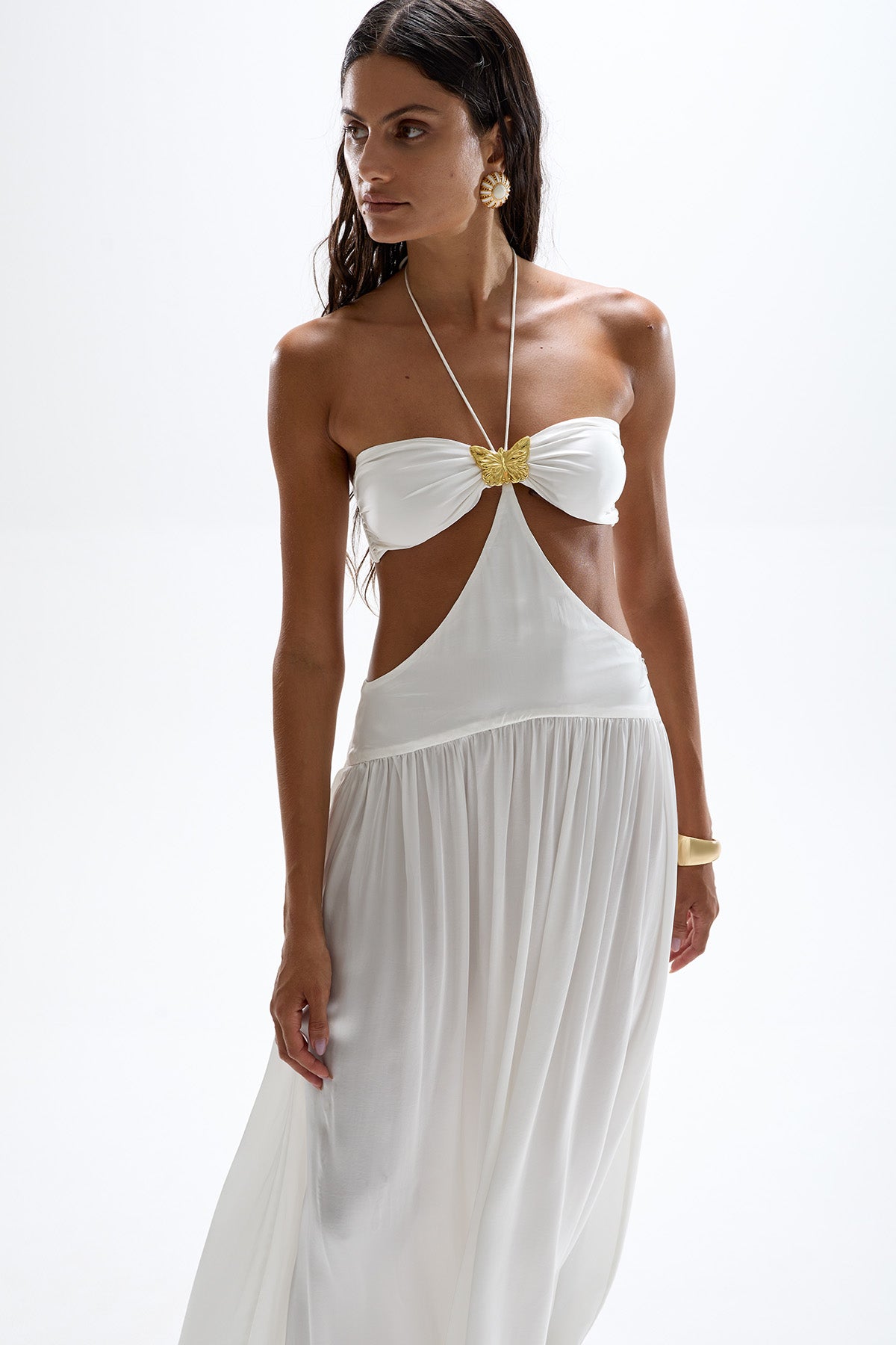 'Mila' Butterfly Maxi Dress - Pearl