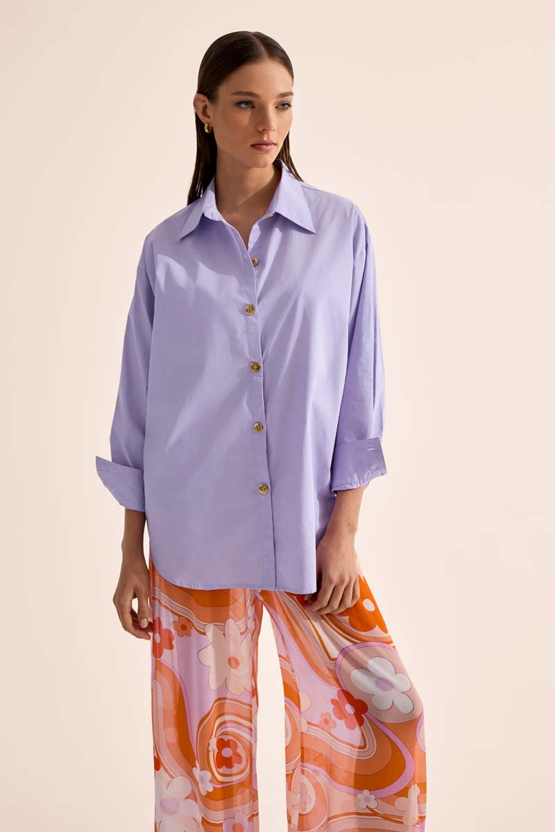 'Shadow' Buttoned Shirt - Periwinkle