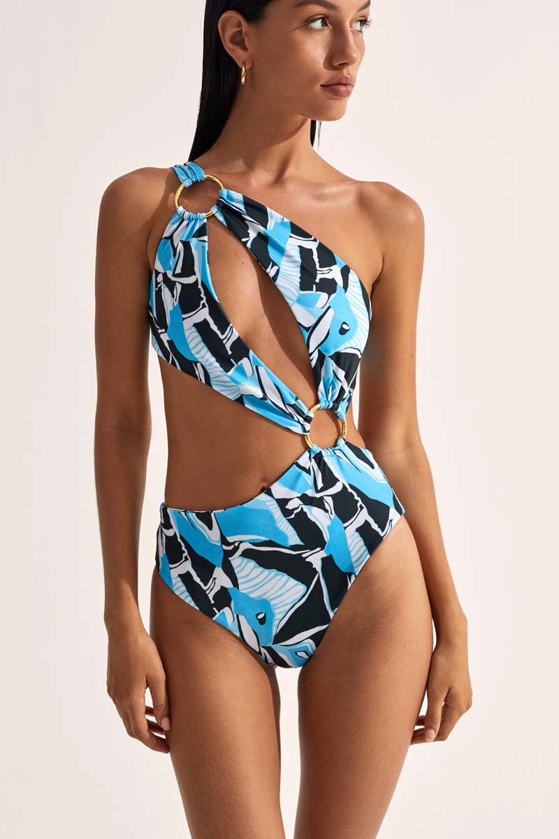 'Spectacle' Cut Out Swimsuit - Artifice Aqua