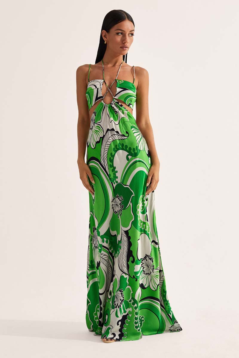 'Storm' Cut-out Dress - Fern